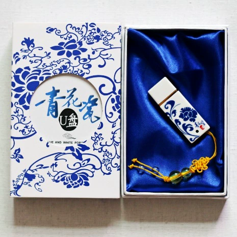 Новый портативный диск 64G в древнем стиле 32/16/8G, высокоскоростной USB-керамический креативный маркирующий сине-белый компьютерный керамический U-диск