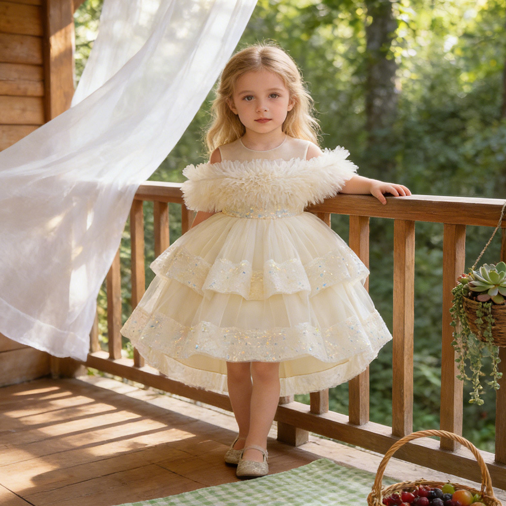Vestido de niños de Amazon, vestido de princesa, lentejuelas, vestido de fiesta de niña de flores, vestido de noche de un año de bebé