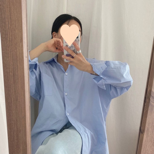 Women's Collared Shirt 2025 Early Autumn Fashion Trendy Versatile Loose Korean Style Outerwear Long-Sleeve Blue Collared Shirt Top