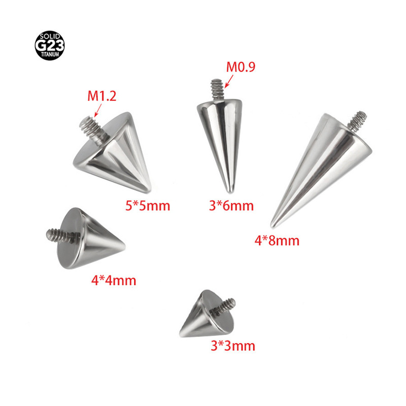 F136 Titanium Pointed Cone Lip Nail Accessories Threaded Eyebrow Nail Devil Nail G23 Titanium Alloy External Tooth Wire Body Piercing Jewelry