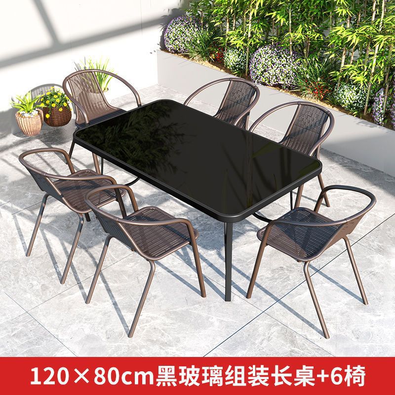 120 black long table + 6 chairs