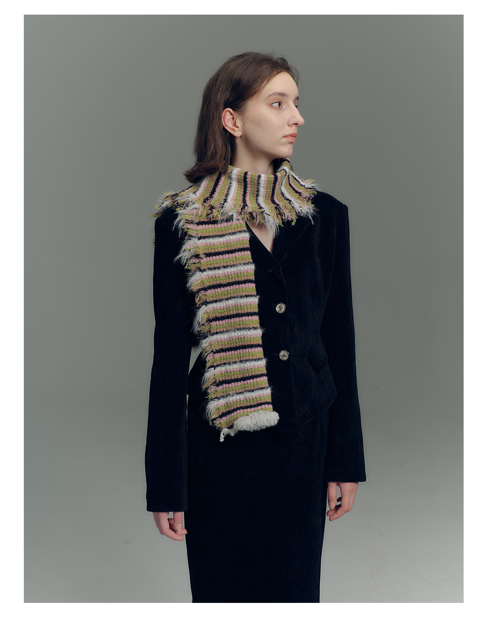 Damen Strickschal Im Vintage Look Gestreifter Wollschal Für Winter_voghion.com