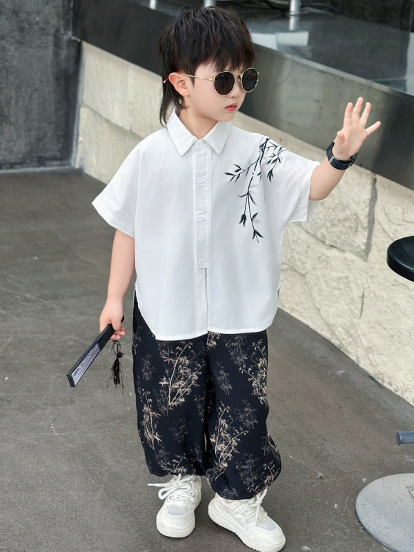 男の子韓服スーツ 2025 新中国風夏スタイル男の子パフォーマンス服唐装古代衣装子供の夏のトレンド|undefined