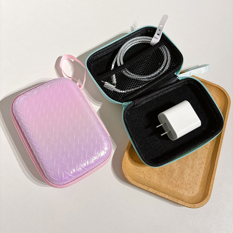 新款eva收納包愛心耳機包數據線收納包裝盒方形硬殼拉鏈ccd相機包