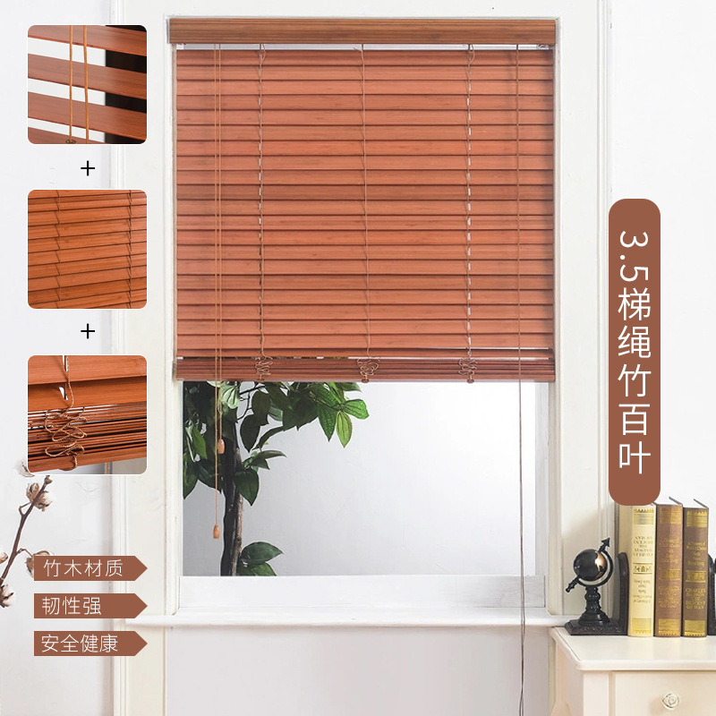 Keqiao Manufacturer Wholesale Bamboo and Wood Blinds, Roller Blinds, New Chinese Style for Home and Office, Solid Wood Manual Lift Sunshade