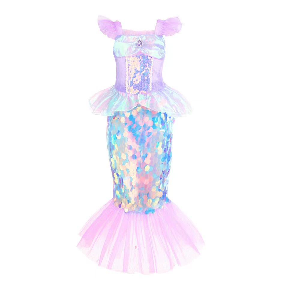 2024 новый стиль русалка платье для детей летающие рукава с блестками платье платье для девочек