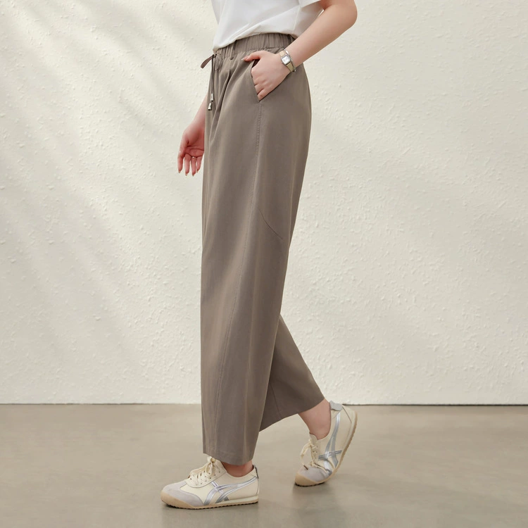 [Lycell tyo-текстура дикие удобные брюки] Плоский большой размер женский толстый mm2025 летний новый