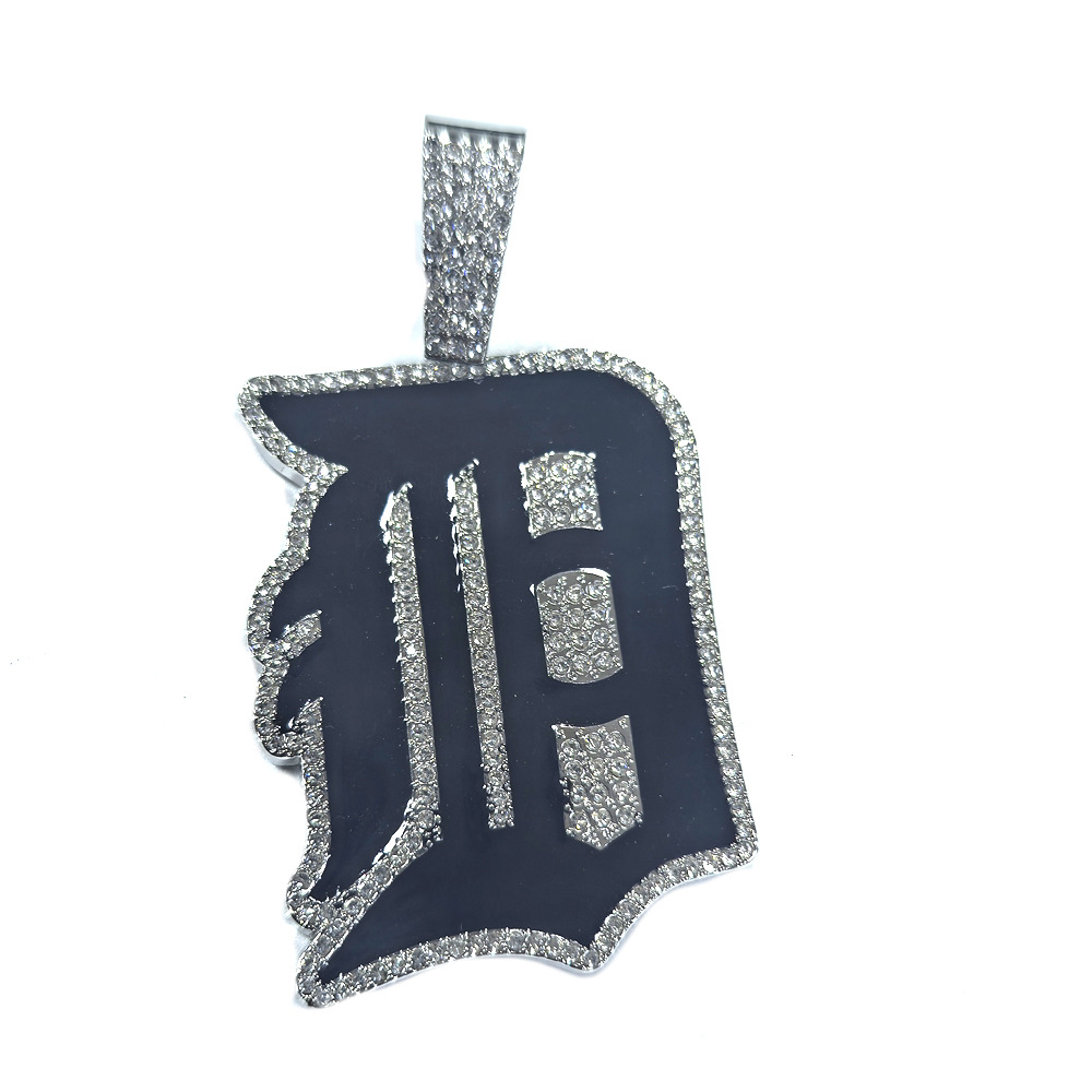 Europa y América Hip Hop Detroit Tigers Colgante de letras D hombre marca de moda personalidad de collar de rap personalizable image 8