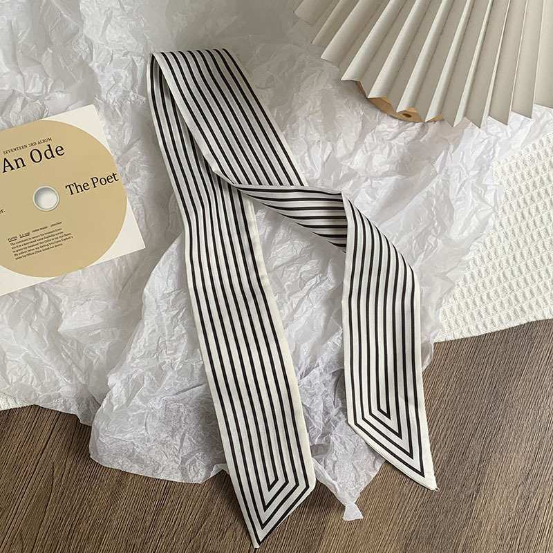 Bufanda de seda, banda larga, sensación de alta calidad, serpentina de rayas verticales de doble cara, bufanda de todo fósforo, diadema, cinturón decorativo, cinturón, cinta