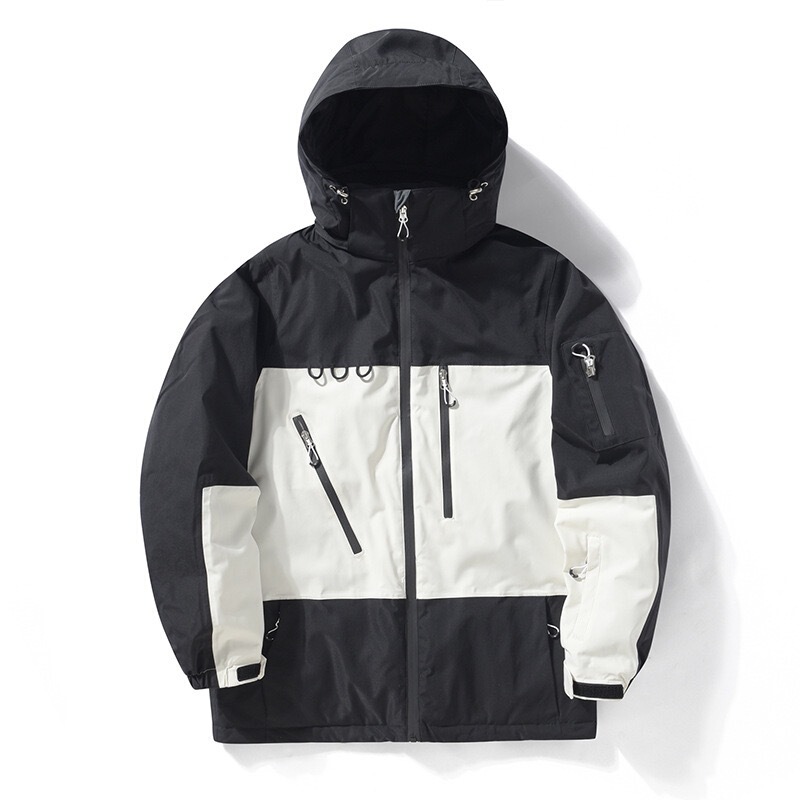 Autumn and winter men's and women's thick warm color matching ski clothing outdoor windproof waterproof veneer double-board jacket hooded jacket