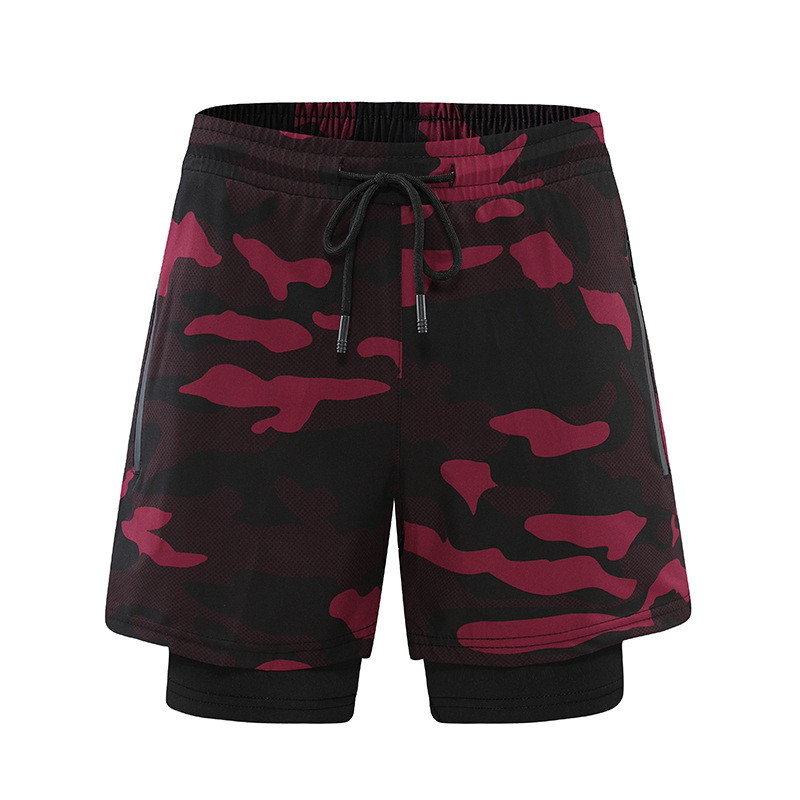 2022 nuevos pantalones deportivos falsos de dos piezas de verano para hombres de secado rápido transpirable de doble capa anti-exposición correr pantalones cortos de fitness hombres