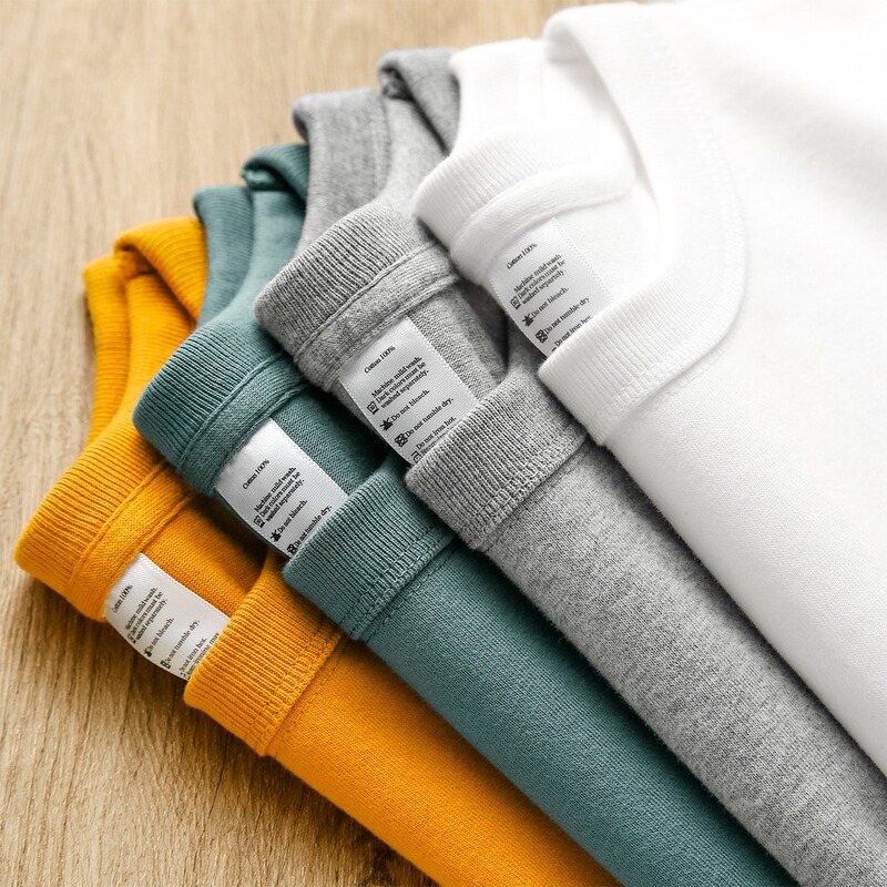 Three needles 320g heavyweight Xinjiang cotton white long sleeve T-shirt men's loose thick impermeable inner shirt base shirt