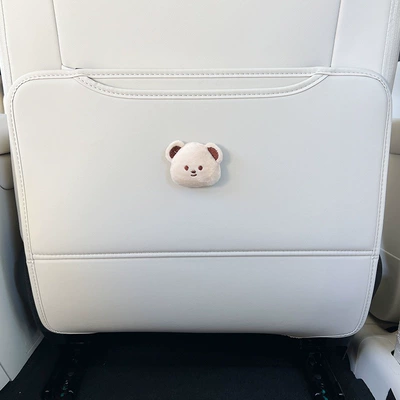 Chair back anti-kick pad – child rear seat protector, anti-dirt protective - cute-bear-oula-5-rear-seat-anti-kick-pad-1-piece-dawn-white