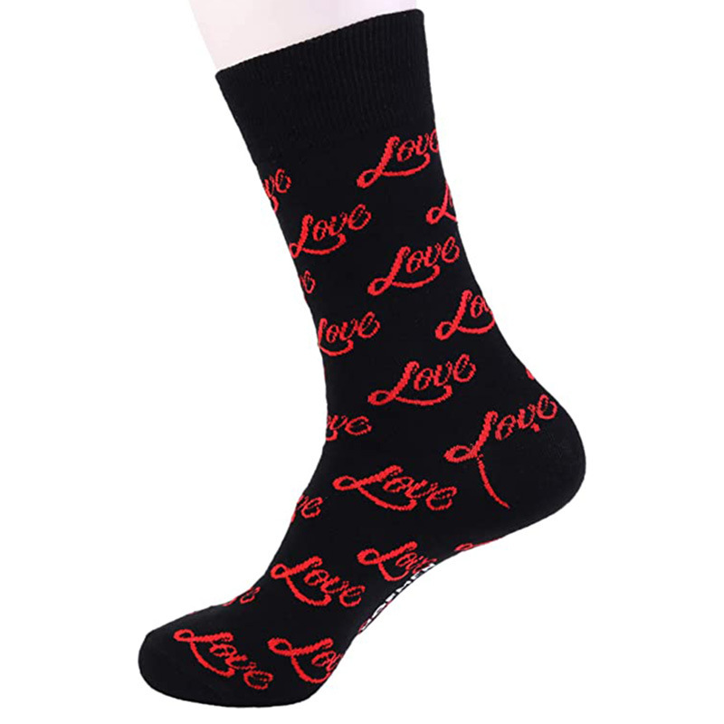 Calcetines transfronterizos del día de San Valentín calcetines de tubo de color de contraste de amor Valentine's Day amantes de los calcetines de algodón fabricantes