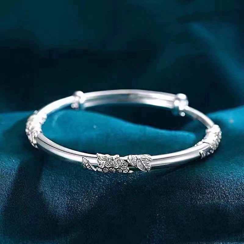Bracelet 925 sterling silver, adjustable women's bangle, simple elegant design