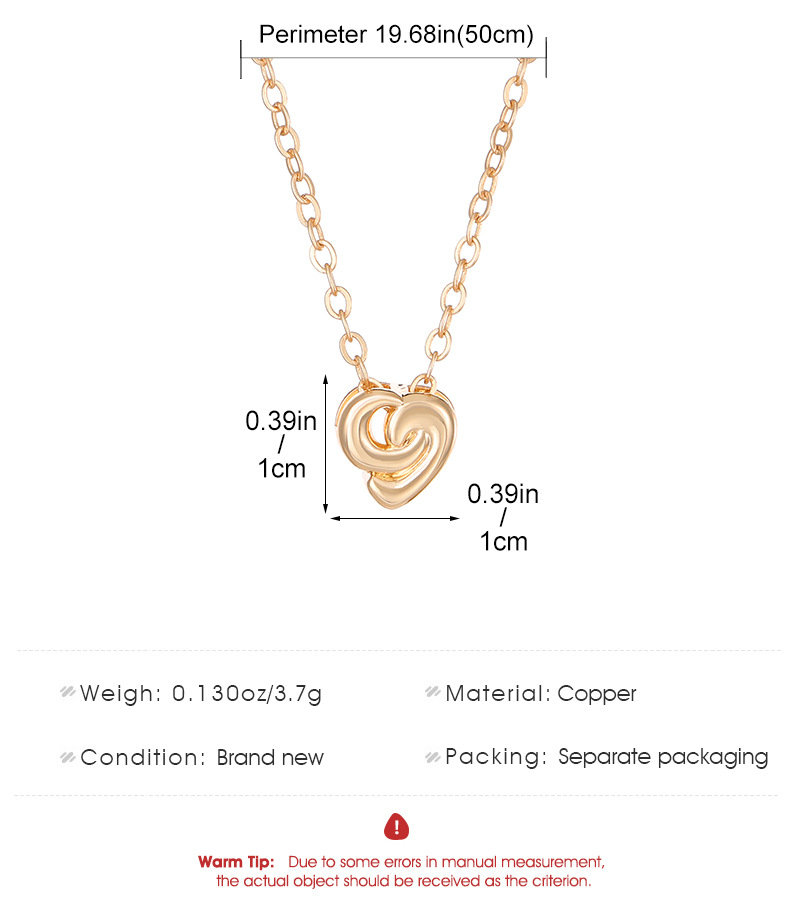 8g Weight Copper Pendant Material Pendant Necklace, Necklace Classification Heart Shape Copper Sweet IG Style Copper Pendant Necklace Necklace