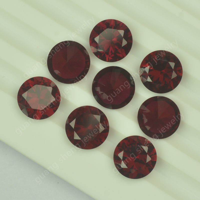 0.8~12mm Hardness High Temperature Resistance Round Dark Red 8 # Synthetic Red Corundum Loose Stone, Genuine Red Round Diamond Gemstone.
