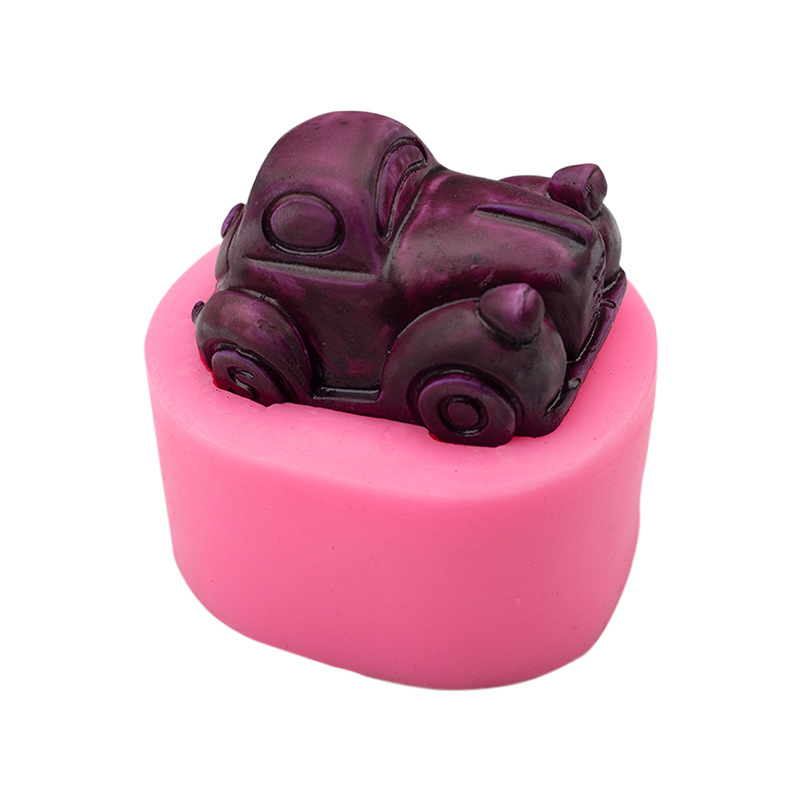 Tridimensional coche de silicona molde decorativo pastel pudín mousse postre accesorios hechos a mano jabón epoxi molde