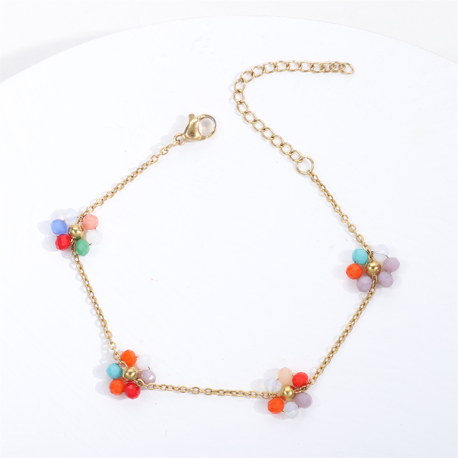 Titanium Steel Chain Material 1 Piece Quantity Holiday, Beach Occasion Sweet Flower Titanium Steel Bracelets In Bulk