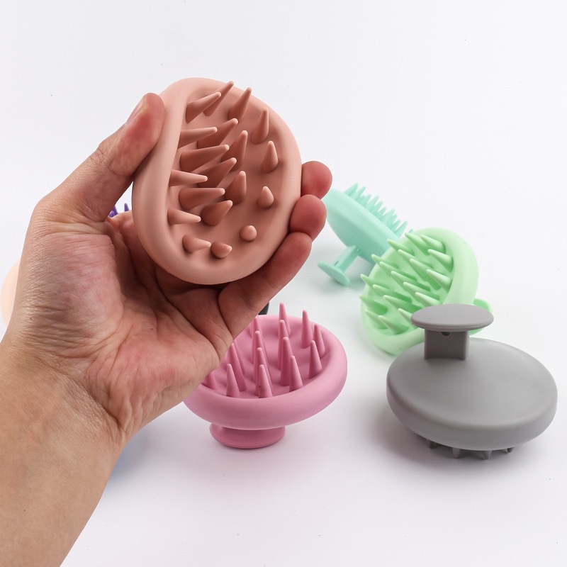 Factory Direct Sale 100% Silicone Massage Shampoo Brush Combo Deep Scalp Exfoliating Itching Relief Head Massage Shampoo Brush