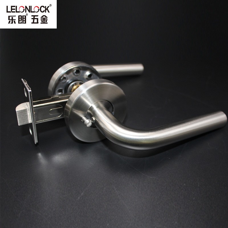 Acero inoxidable transfronterizo americano cerradura de mano de baño con palanca de freno cerradura de puerta de baño sin llave de una sola lengua cerradura de puerta de baño