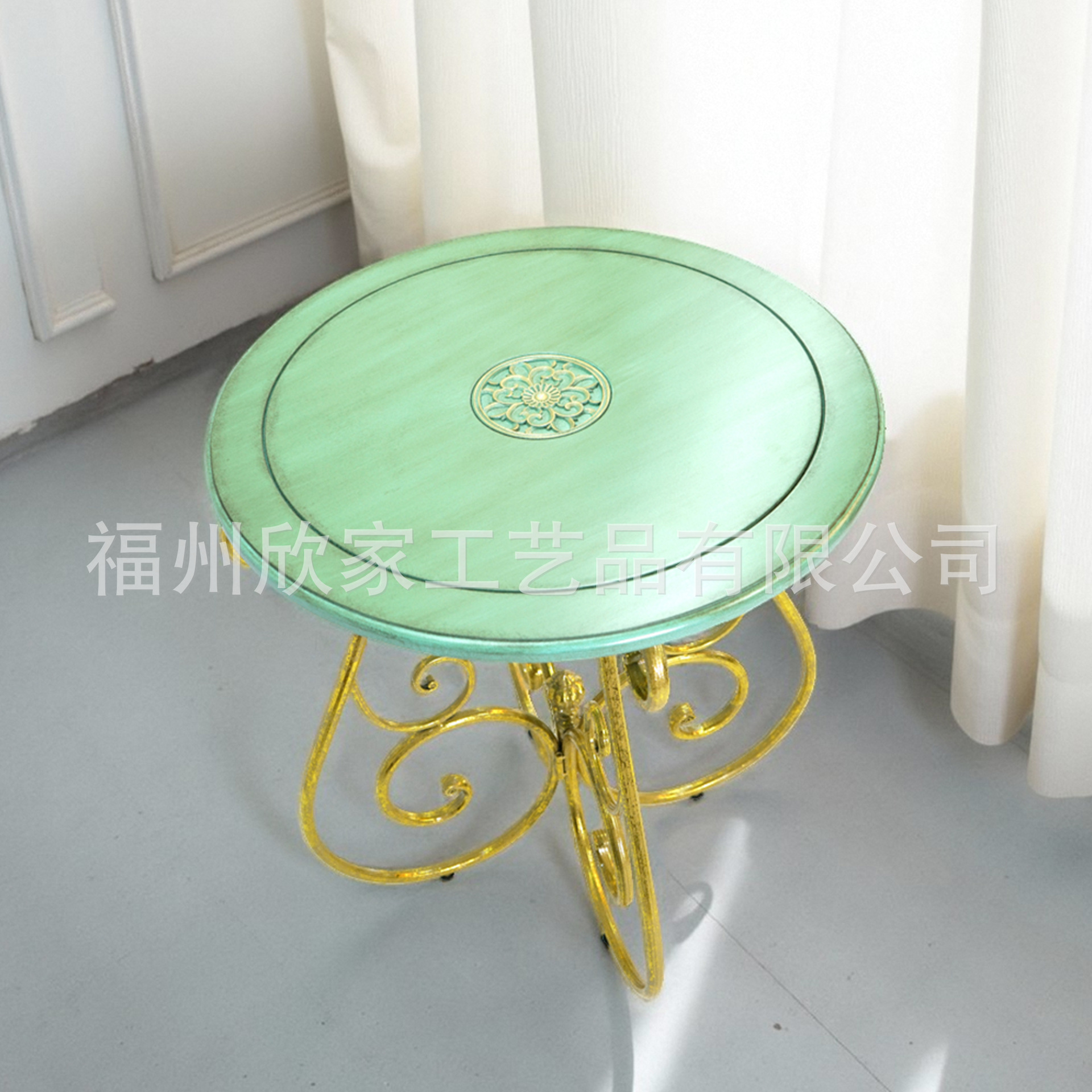 French Light Luxury Retro Solid Wood Round Dining Table and Chair Combination Small Apartment Household Milk Tea Shop Negotiation Table Folding Table