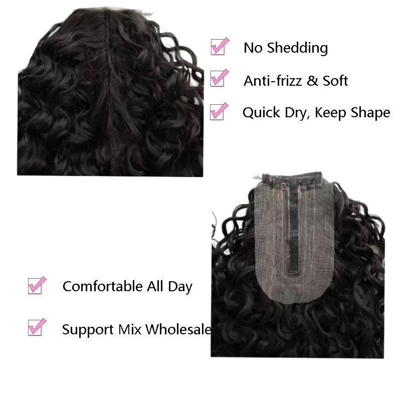 Perucas transfronterizas agua 6 + 1 cortina de cabello bloque de cabello Europa América África damas seda de alta temperatura pequeña fábrica de cabello largo al por mayor image 4