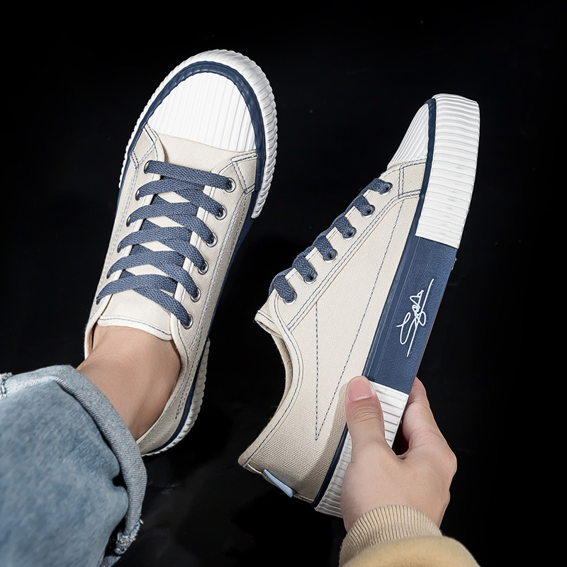Canvas men's biscuit shoes, 2024 autumn new Korean version versatile Harajuku ulzzang breathable student ins board shoes_voghion.com