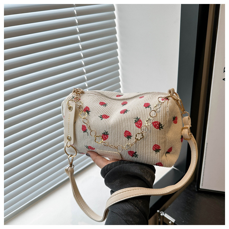 Korean version Instagram fashion cute girl pillow bag 2024 summer new simple casual corduroy single shoulder diagonal_voghion.com