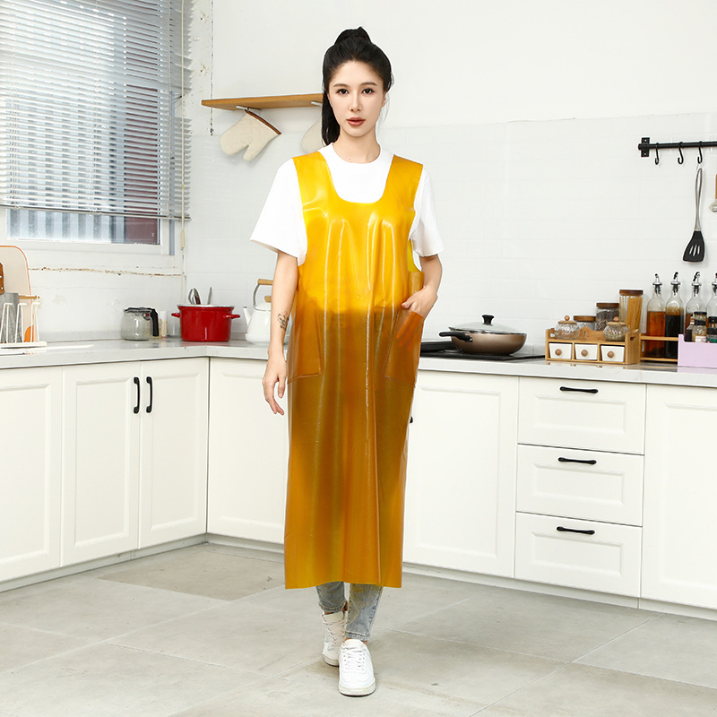 PVC cabeza de caballo delantal largo transparente grosor resistente al desgaste cocina PVC impermeable para hombres y mujeres cocina especial