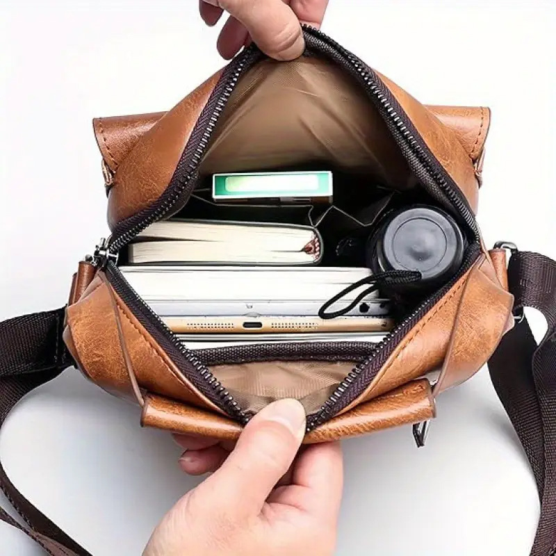 Personalized Custom Laser Men's Shoulder Business Casual Vertical Crossbody Bag Fashionable PU Leather Handbag For Men_voghion.com