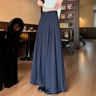 源头工厂亚麻阔腿裤女夏薄款高腰垂感遮肉西装小个子山本裤A11860