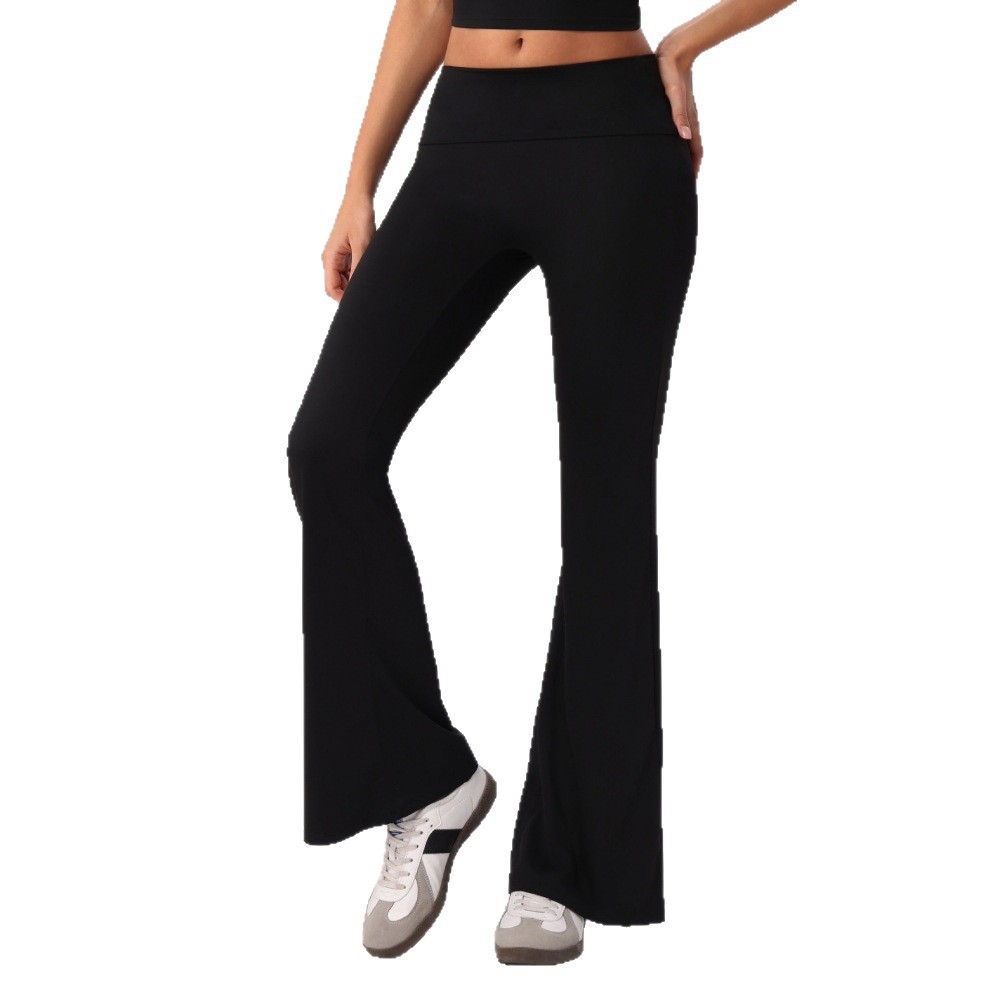 Nuevos pantalones de yoga transfronterizos europeos y estadounidenses secados rápidos de cintura alta desnudos pantalones deportivos de entrenamiento para correr pantalones largos