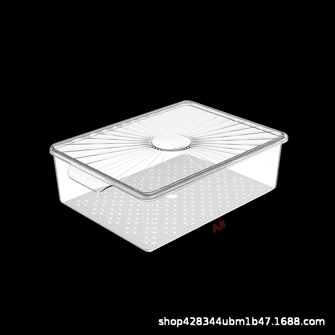 Transfronterizo Amazon caja de almacenamiento de conservación fresca transparente tipo cajón con tapa de plástico rectángulo refrigerador doméstico acabado de frutas y verduras