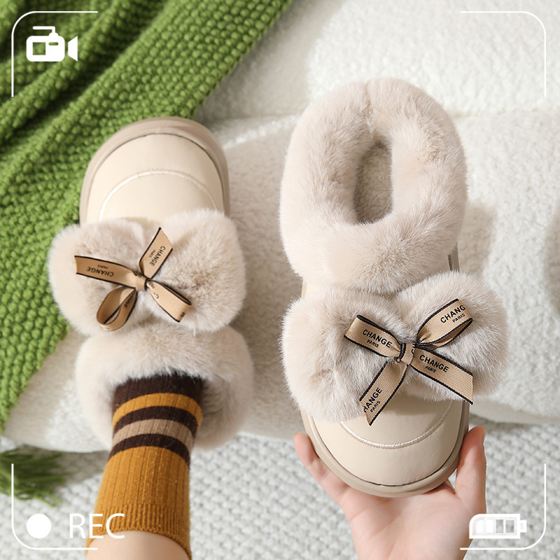 Women's Cotton Shoes Terry Style Pu Waterproof Bag Heel Home Autumn and Winter Fleece-Lined Warm Couple Indoor Home Cotton Slippers Women's Cotton Shoes Terry Style Pu Waterproof Bag Heel Home Autumn and Winter Fleece-Lined Warm Couple Indoor Home Cotton Slippers
