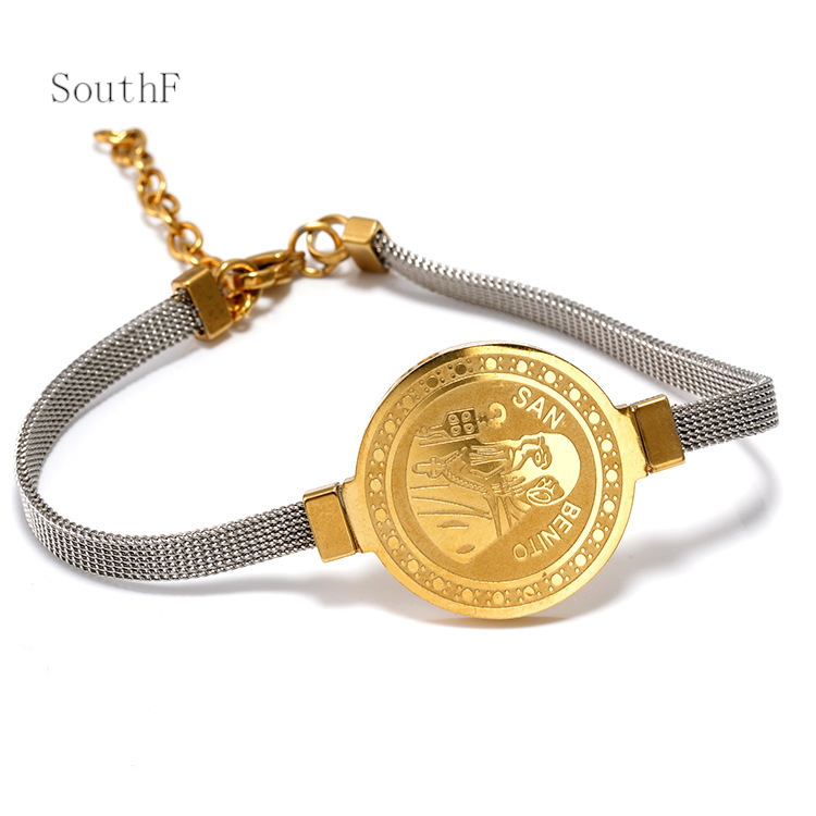 European and American Hot-Selling 18K Stainless Steel Saint Benxiong Bracelet Titanium Steel Religious Godfather Demolition Watch Strap Bracelet