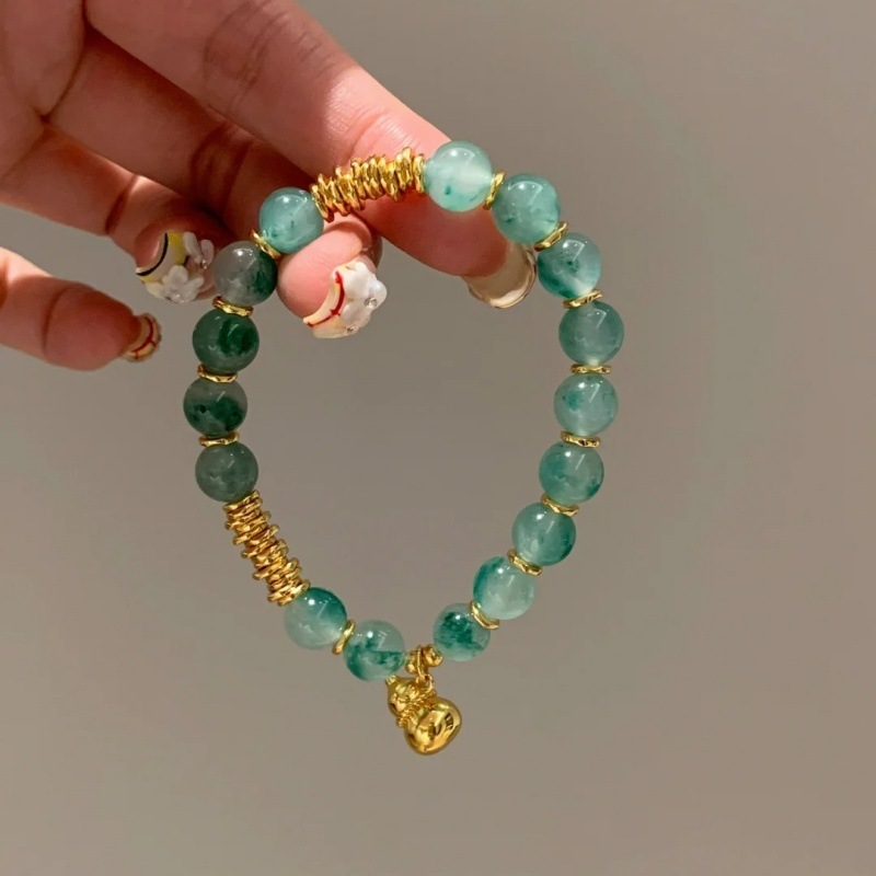 天然アフリカエメラルドプレート、新しい中国風のブレスレット、クールな芸術的なブレスレット、軽い高級感、小紅書と同じスタイル|undefined