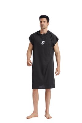 厂家现货超细纤维连帽提花网眼款沙滩连帽浴巾速干型穿脱浴袍定制|ru