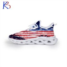 跨境热卖刀锋美国独立日爱国国旗图案定制飞织运动鞋夏季跑鞋印花