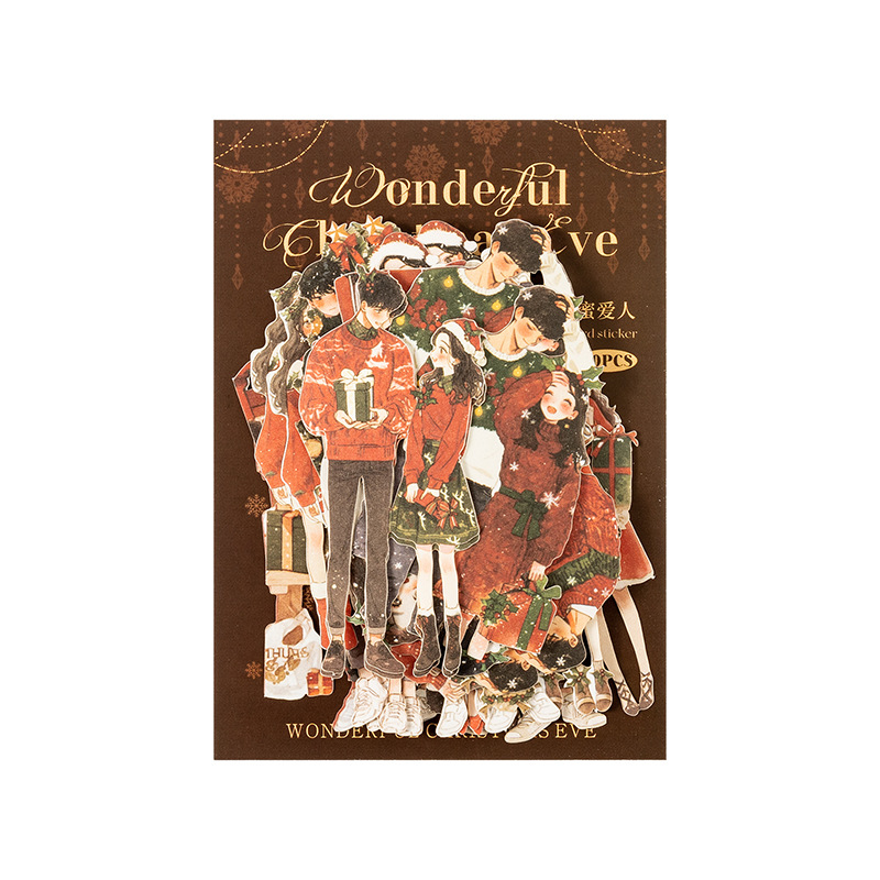 Ketchup Girl Christmas Theme Personajes sin pegatinas de borde blanco Maravillosa Nochebuena Transfronteriza Hand Cardage Material de bricolaje