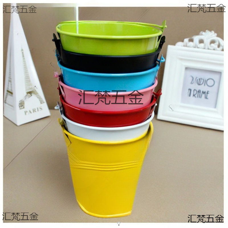 铁皮多肉花盆花桶玩具桶沙滩桶彩绘水桶百搭迷你糖果色小铁桶