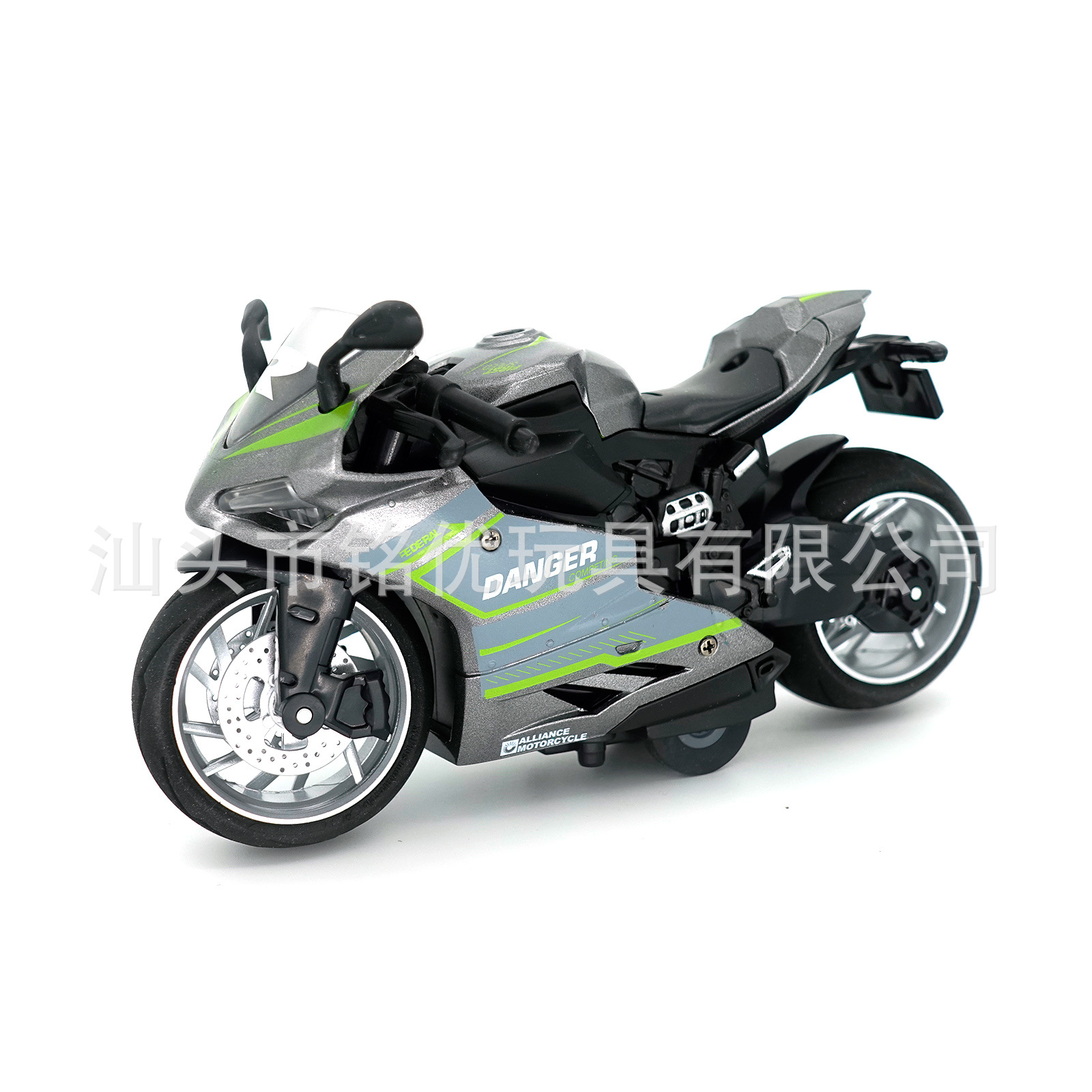 Nuevo producto de Mingyuan 1:12 modelo de motocicleta de aleación de retorno carmesí con luz, juguete de metal fresco