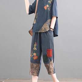 2026新款韩版大码遮肉显瘦绣花女士牛仔套装时尚洋气减龄时髦夏季