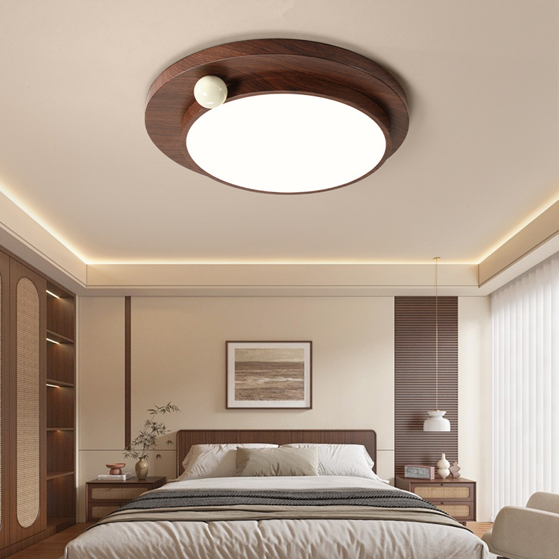 Luz principal de la sala de estar 2025 nueva lámpara de dormitorio de color de madera de nogal nuevo estilo chino protección ocular de espectro completo lámpara de techo de estilo antiguo