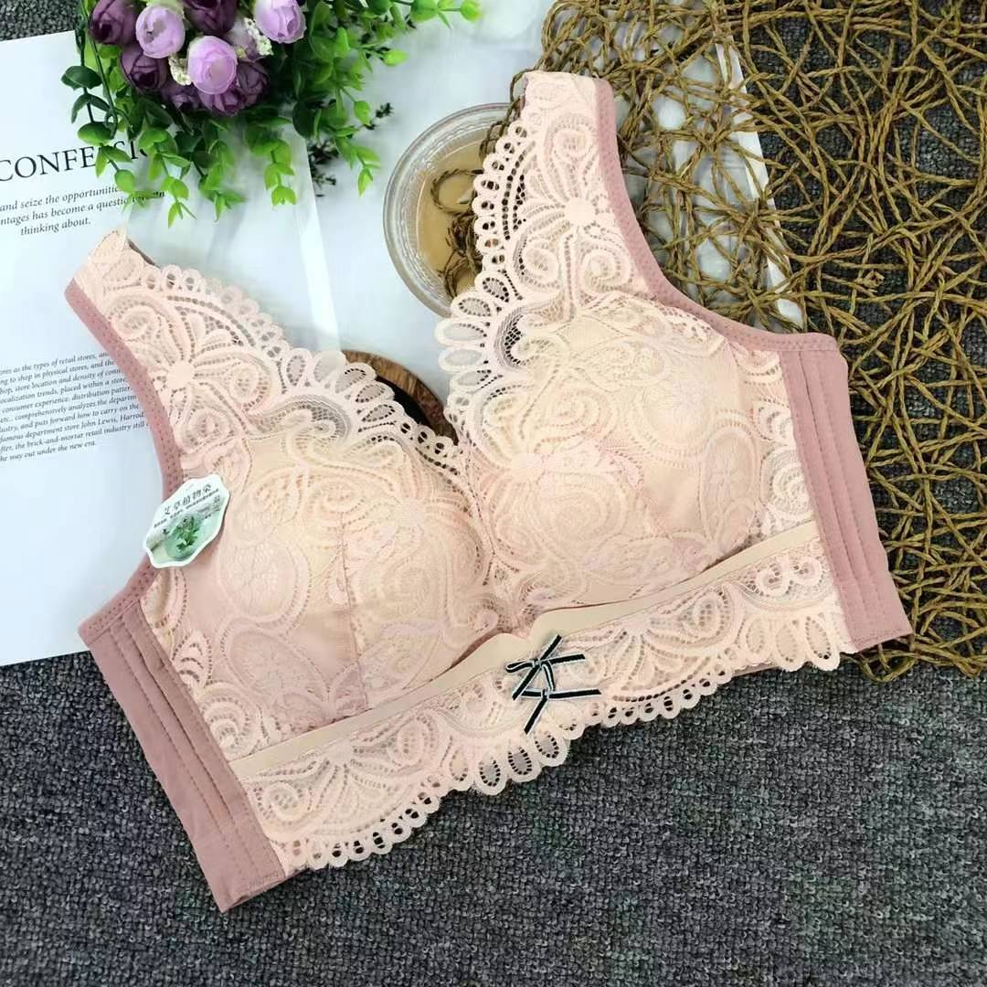 Nuevo sujetador de alta calidad de moda de encaje jacquard transpirable y cómodo ajuste lateral de pecho de botón múltiple ropa interior mujer