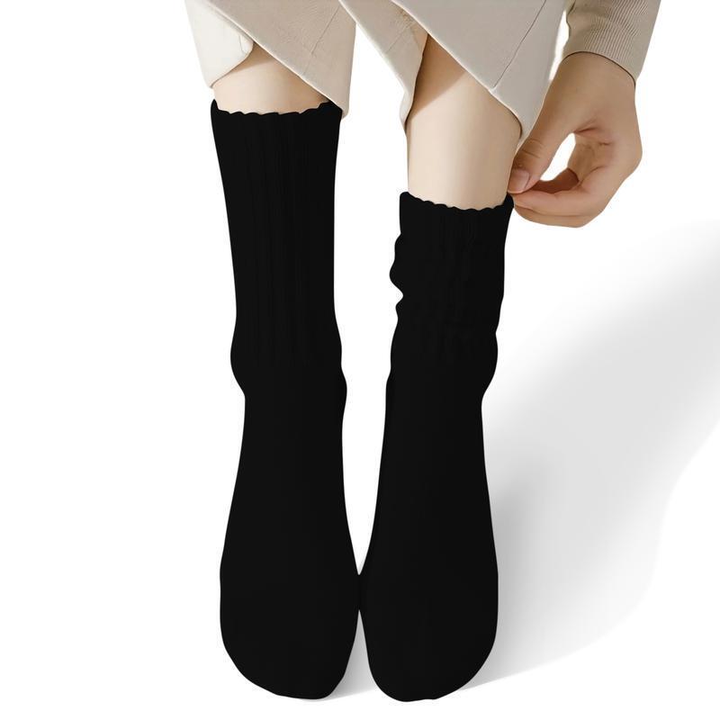 2025 New Cross-Border Dropshipping Women's and Girls' Fleece Socks Basic Fashion