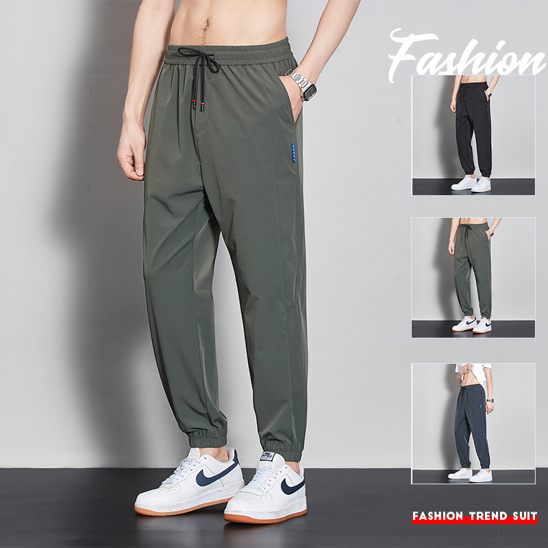 Universal men's silk summer thin quick dry casual trousers
