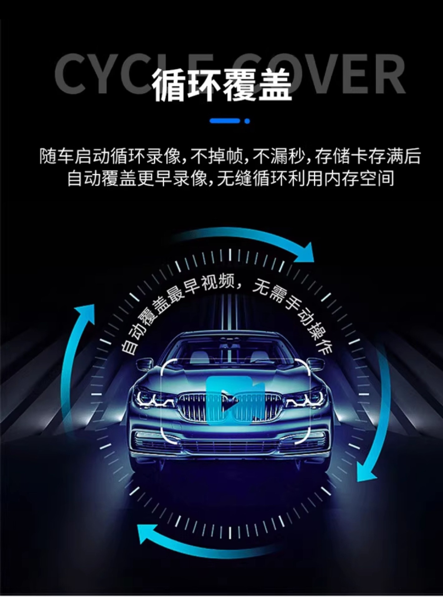Suitable for car rearview mirror dashcam 2026 new model, no wiring required, front and rear dual-camera car reversing image