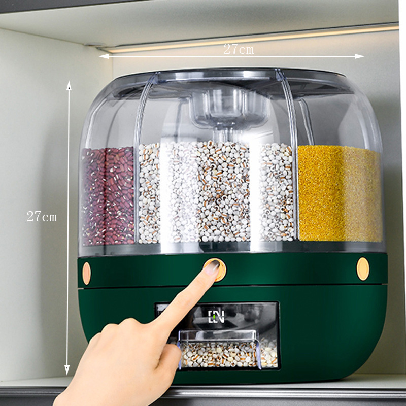 Rejilla de arroz cubo giratorio hogar a prueba de insectos a prueba de humedad multifuncional sellado caja de almacenamiento de arroz clasificación caja de almacenamiento de grano