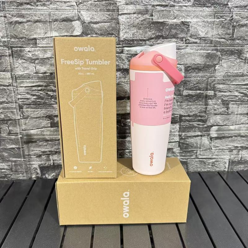 Owala同款跨境30oz手提便携保温杯304不锈钢简约双饮吸管汽车杯|undefined